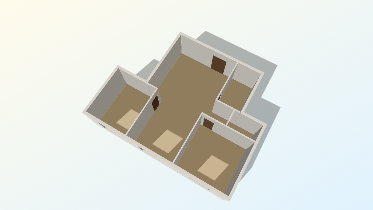 Two-Bedroom L — 3D floor plan