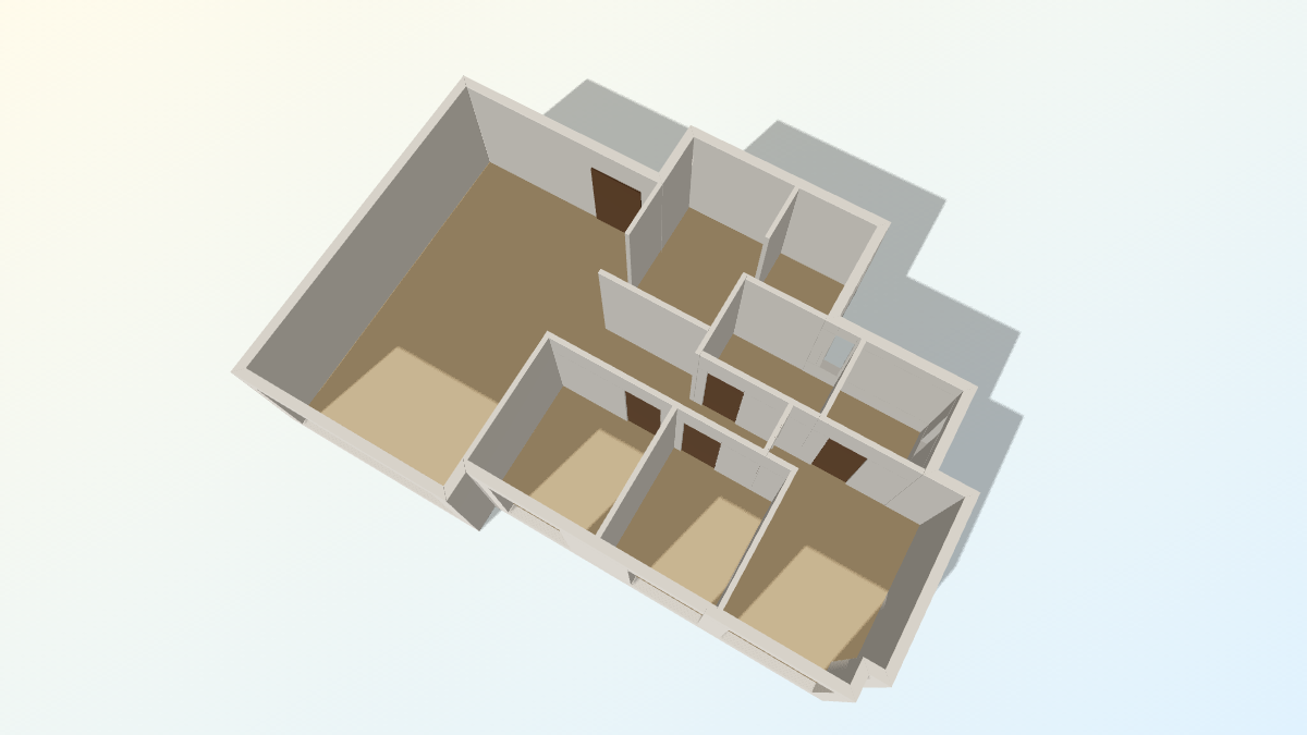 Three-Bedroom Family Flat — 3D floor plan